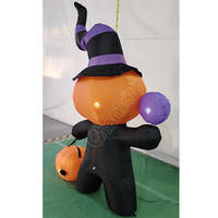 Calavera Negra Inflable con Cara de Calabaza para Halloween, Fantasma Inflable para Decoración de Jardín Exterior