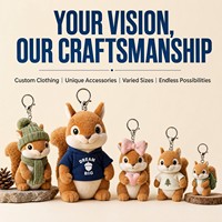 Gantungan Kunci Maskot Tupai Kustom Desain Personalisasi Layanan Bordir Logo Hewan Boneka Kecil OEM ODM Hadiah Promosi