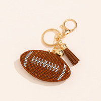 Cadeaux promotionnels : Porte-clés de rugby en strass avec pendentif pompon, diverses couleurs, cadeaux de football, accessoires de sac