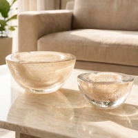 Bol en verre soufflé à la main, hémisphérique, moderne, or champagne, scintillant, pour la décoration d'hôtels et de villas