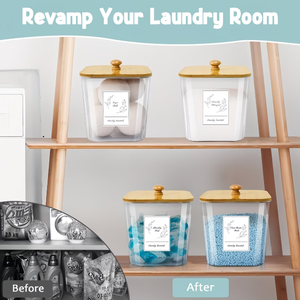 Contenitore Trasparente per Lavanderia con Coperchio in Bambù, Organizzatore in Plastica per <span class=keywords><strong>Detersivi</strong></span>, per Uso Domestico - Product Image 2