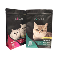 Papier d'aluminium laminé imprimé sur mesure sac de pochette à fond plat à huit joints latéraux pour café sac d'emballage alimentaire pour animaux de compagnie