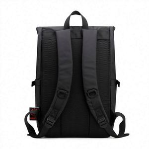 Mochila de lona negra estilo preppy, suave, informal, deportiva, impermeable, con cierre enrollable y logotipo impreso, muestra gratuita. - Product Image 6