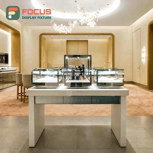 Premium High-End Retail Jewelry Display Cabinet Modern Wooden Glass LED Lighting Metal Boutique Showcase Interior Display Stand - Product Image 5
