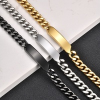 Bracelet chaîne personnalisé avec logo sur mesure, en acier inoxydable, style hip-hop, bracelet cubain pour homme, bijoux plaqués or