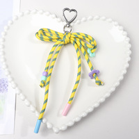 Pendentif de sac en polyester tissé léger, classique et frais, avec cordon de suspension pour téléphone portable et clés, et nœud décoratif