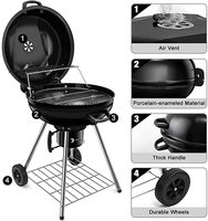 Dropshipping Gril à charbon de bois de 22.5 pouces avec grande grille de cuisson Gril à charbon de bois robuste Gril portable pour camping