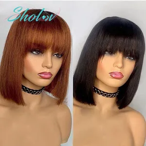 Bob Wig Brazilian Hair Lace Front Human Hair Short Bob Wig Pre Plucked Natural Color 4x4 Lace Wig For Women