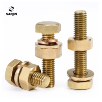 Baut Hexagonal Baja Tahan Karat SS, Baja Karbon Galvanis Panas HDG, Dacromet, Seng Hitam, Kuningan, Tembaga, Nilon, Dilengkapi Mur dan Ring