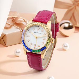 Orologio da Polso da <span class=keywords><strong>Donna</strong></span> di Alta Qualità, Lussuoso, Multicolore, al Quarzo, con Cinturino in Pelle e Acciaio Inossidabile, Semplice, Personalizzabile, Vendita all'Ingrosso - Product Image 1