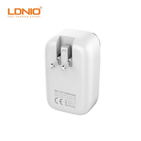 Chargeur mural LDNIO A4405 4 ports, chargeur domestique 3.4A, lumière de nuit tactile LED, chargeur USB pour mobile