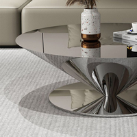 Table basse de luxe en acier inoxydable finition miroir argenté de haute qualité maison hôtel salon meubles de bar