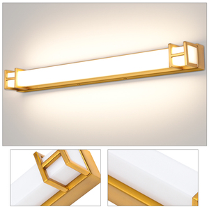 Modern LED Wall Lamp <b>Gold</b> Aluminum Alloy Rectangle White Shade 3500K Warm Light Bathroom <b>Mirror</b> Light Wall Mounted - Product Image 1