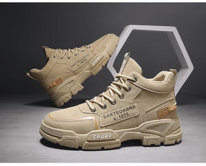 Botas de trabajo de caña alta estilo británico para hombre, de ruibarbo, para otoño y primavera, botas de nieve de moda, zapatos de estilo casual de caña media de algodón. - Product Image 6