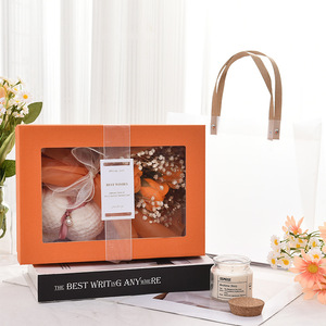 Custom Paper Gift <b>Box</b> Transparent Window Paperboard Packaging <b>Box</b> Ribbon Floral Bakery <b>Wedding</b> Favor <b>Box</b> - Product Image 3