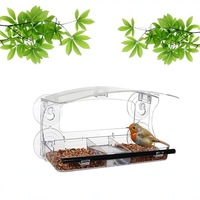 Comedero para pájaros con ventana Circular al por mayor, casa, bandeja extraíble, comedero para pájaros acrílico, comederos exclusivos para pájaros con ventana