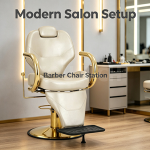 Poltrona da Barbiere di Lusso, Sedia per Salone di Bellezza con Braccioli in Acciaio Inox, Rosa e Oro, Sedie per <span class=keywords><strong>Parrucchieri</strong></span> - Product Image 2
