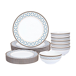 <span class=keywords><strong>Service</strong></span> <span class=keywords><strong>de</strong></span> <span class=keywords><strong>vaisselle</strong></span> 18 pièces en porcelaine à motif géométrique moderne Garniture en or noir Bols à <span class=keywords><strong>vaisselle</strong></span> en céramique durable <span class=keywords><strong>pour</strong></span> <span class=keywords><strong>6</strong></span> <span class=keywords><strong>personnes</strong></span> - Product Image 1