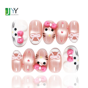 <span class=keywords><strong>Uñas</strong></span> Postizas 3D <span class=keywords><strong>de</strong></span> Gel con Diseño <span class=keywords><strong>de</strong></span> <span class=keywords><strong>Hello</strong></span> <span class=keywords><strong>Kitty</strong></span>, Hechas a Mano, Lindas y Adorables, <span class=keywords><strong>Uñas</strong></span> Acrílicas <span class=keywords><strong>Cortas</strong></span> Artificiales para Niñas, Venta al Por Mayor - Product Image 1