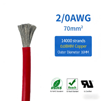 UL3512 2/0 AWG 70mm² Silikonkabel Flexibles Verzinntes Sauerstofffreies Kupferkabel 600V BESS Batterie-Verbindungskabel 200C Wechselrichter-Stromanschluss