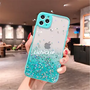 Lichicase Hot Sale Shockproof Hard Acrylic Clear Case For Motorola E30 E40 Epoxy Resin Glitter Back Cover