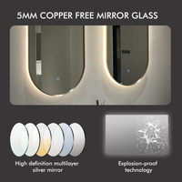 Miroir de salle de bain ovale à LED anti-buée, grand miroir de maquillage mural éclairé pour hôtel et toilettes