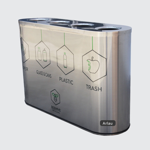 Contenedor de <span class=keywords><strong>Basura</strong></span> de Acero Inoxidable para <span class=keywords><strong>Reciclaje</strong></span>, <span class=keywords><strong>4</strong></span> <span class=keywords><strong>Compartimentos</strong></span>, para Exteriores, Uso Público y Comercial - Product Image 2