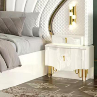Ensemble de meubles de chambre à coucher de luxe classique, moderne, blanc, avec lit King Size et cadre en bois double avec rangement, pour villa royale