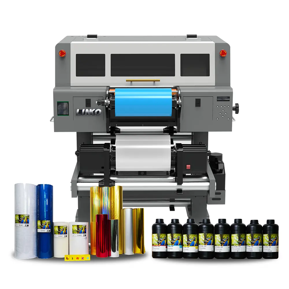 Imprimante UV DTF A3 3 têtes XP600 Imprimante d'autocollants tout en un 2 en 1 30cm LINKO UV DTF Film Printer