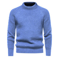 Pull en coton d'hiver pour homme, col rond, tricoté, motif uni, logo personnalisé OEM et ODM en gros