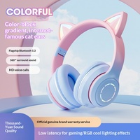 Casque de jeu sans fil supra-auriculaire 5.3 avec oreilles de chat mignonnes, annulation active du bruit (ANC), conception étanche IPX3 – Élégant