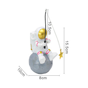 Figura de astronauta pescando estrellas de resina, decoración creativa para el hogar, regalo de cumpleaños, adorno para dormitorio - Product Image 2