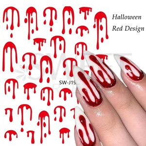 Autocollants de <span class=keywords><strong>manucure</strong></span> Halloween 3D Goutte d'eau Rouge <span class=keywords><strong>Noir</strong></span> Sang Feu Design d'art d'ongles pour les fêtes Décalcomanies Décoration de <span class=keywords><strong>manucure</strong></span> - Product Image 1