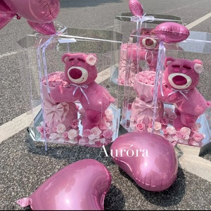Bouquet di Fiori Artificiali a Forma di Orso Fragola e Rosa Eterna, Miglior Regalo di <span class=keywords><strong>Compleanno</strong></span> per <span class=keywords><strong>Fidanzata</strong></span>, Amica, Insegnante, Festa degli Insegnanti - Product Image 2