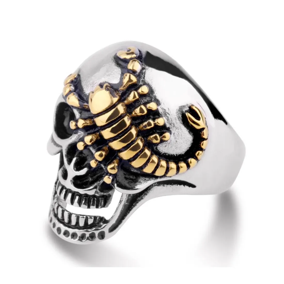 Motorcycle Helmet Smoke Skull Men Stainless Steel Ring Fashionable For Men Fater' day Gift ax skull men ring