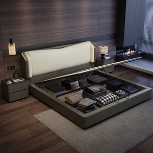 Meubles <span class=keywords><strong>de</strong></span> chambre à coucher en <span class=keywords><strong>bois</strong></span> <span class=keywords><strong>de</strong></span> luxe moderne, lits rembourrés doux, <span class=keywords><strong>lit</strong></span> double king size, ensemble <span class=keywords><strong>de</strong></span> cadre <span class=keywords><strong>de</strong></span> <span class=keywords><strong>lit</strong></span> avec tête <span class=keywords><strong>de</strong></span> <span class=keywords><strong>lit</strong></span> design avec rangement - Product Image 5
