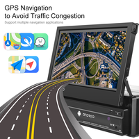 (Stock en la UE) Podofo 2+64G 1 Din Radio para Coche Android Pantalla Táctil Retráctil de 7" Navegación GPS Wifi BT RDS AUX DVR Estéreo para Automóvil