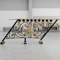 Rampe d'escalier en fer forgé de luxe haut de gamme, design couronne, style palais, design traditionnel, résistante à la rouille, protégée contre les UV, marque JXY