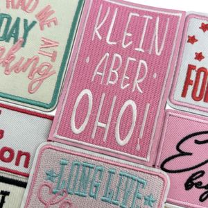 Square Iron-On Personalized Embroidered Ohh Lala pink We Out Funny Words Patches for Clothes <b>Hat</b> <b>Bag</b> Decoration - Product Image 2