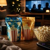 Op maat gemaakte bedrukte hersluitbare voedselzakjes, staande ziplock mylar popcorn snackverpakkingen, recyclebaar