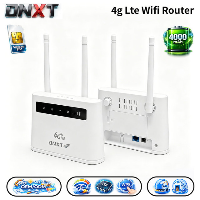 DNXT 4g Lte Wifi Router LTE Cat4 2.4GHz Wifi 6 Router 300Mbps WPS ASR1803 4g Modem 4000mAh WAN/LAN Wifi Router 4g Home Use