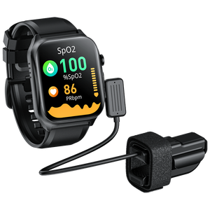 Montre connectée <span class=keywords><strong>pour</strong></span> seniors <span class=keywords><strong>avec</strong></span> GPS, appel SOS, détection de chute, moniteur de fréquence cardiaque et de pression artérielle, boussole Android, étanche IP67, écran carré IPS - Product Image 1