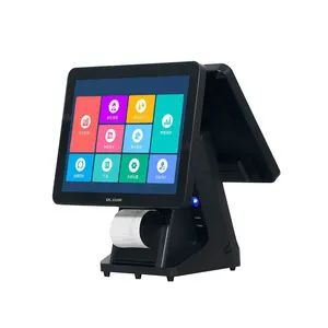 Mesin Pos Murah 15 Inci Layar Sentuh Ganda Desktop I3 Windows Sistem POS Semua Dalam Satu dengan Printer