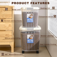 Conteneur de stockage multifonctionnel pour nourriture pour chien avec roues, couvercle hermétique en plastique, bac à nourriture polygone polyvalent pour animaux de compagnie, matériau PP injecté