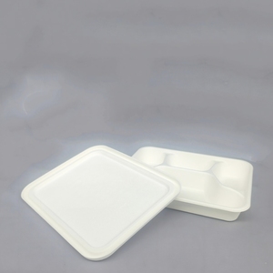 Boîte à lunch à 5 compartiments <span class=keywords><strong>en</strong></span> bagasse, contenants de stockage pour aliments à emporter, boîte <span class=keywords><strong>en</strong></span> papier, plateau de service <span class=keywords><strong>avec</strong></span> couvercles et couvercles <span class=keywords><strong>en</strong></span> bambou - Product Image 5