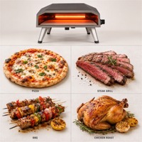 Four à pizza professionnel au propane en acier inoxydable O-16G-S 16 pouces avec commande tactile et pierre rotative manuelle pour camion de restauration mobile