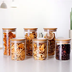 Недорогие мини-герметичные контейнеры для пищевых конфет объемом 4 унции, 120 мл, маленькие стеклянные банки для хранения с деревянной крышкой