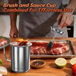 Ensemble Premium de Pot à Sauce BBQ et Pinceau à Badigeonner en Acier Inoxydable, Tasse à Marinade pour Viande de 530 ml pour Grillades en Extérieur et Cuisine - Product Image 3