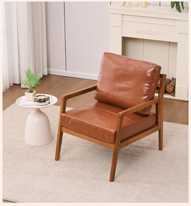 Poltrona Moderna in Pelle Confortevole con <span class=keywords><strong>Imbottitura</strong></span> Morbida e Struttura in Legno Massello <span class=keywords><strong>per</strong></span> Relax in Balconi di Hotel, Soggiorni e Camere da Letto - Product Image 3