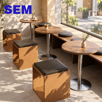 Ensemble de canapé et chaises pour café SEM, table ronde et chaises commerciales pour pâtisserie Marine Board, vente en gros
